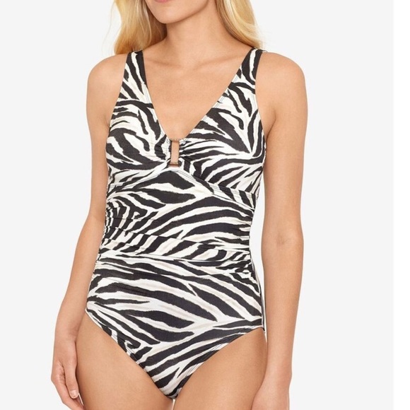 Ralph Lauren Zebra Print One Piece Swimsuit Size 8 - Picture 4 of 9